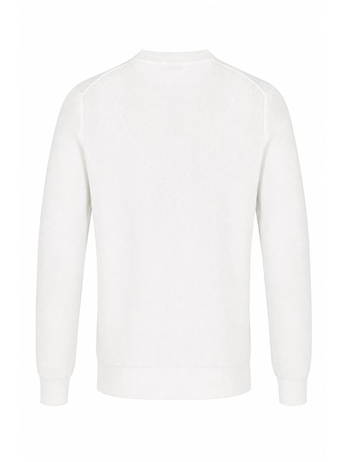Maglia girocollo in filato di cotone Bianco Alpha Studio | AU-5000C1000